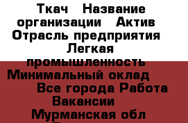 Ткач › Название организации ­ Актив › Отрасль предприятия ­ Легкая промышленность › Минимальный оклад ­ 35 000 - Все города Работа » Вакансии   . Мурманская обл.,Видяево нп